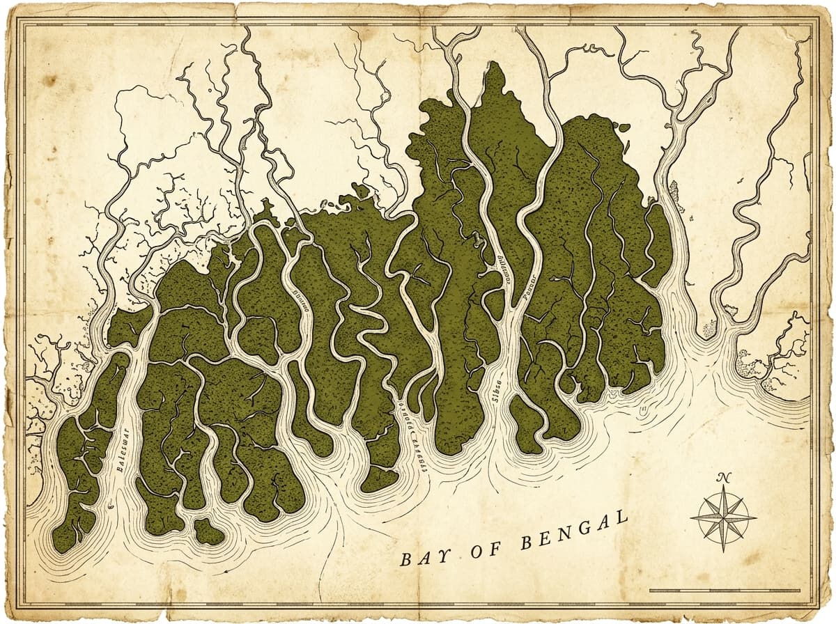 Authentic Cartographic Map of Sundarbans Reserve Forest